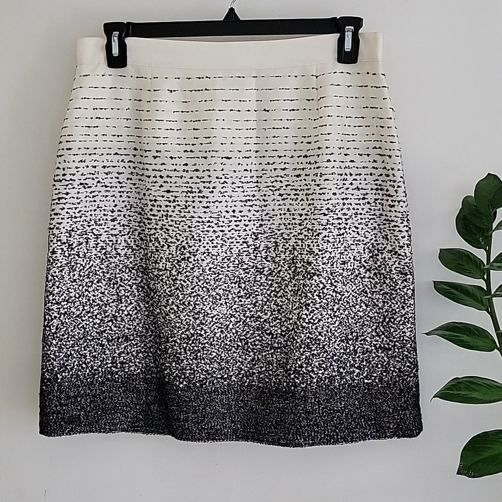 Kate Spade Long Kylie Clotted Cream Black Dot Ombre Skirt 12 NWOT